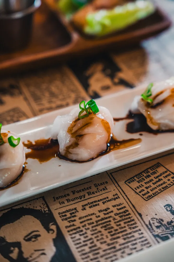 Dumplings de tapioca al vapor amb gambes al restaurant vietnamita Kiu Nam a Barcelona